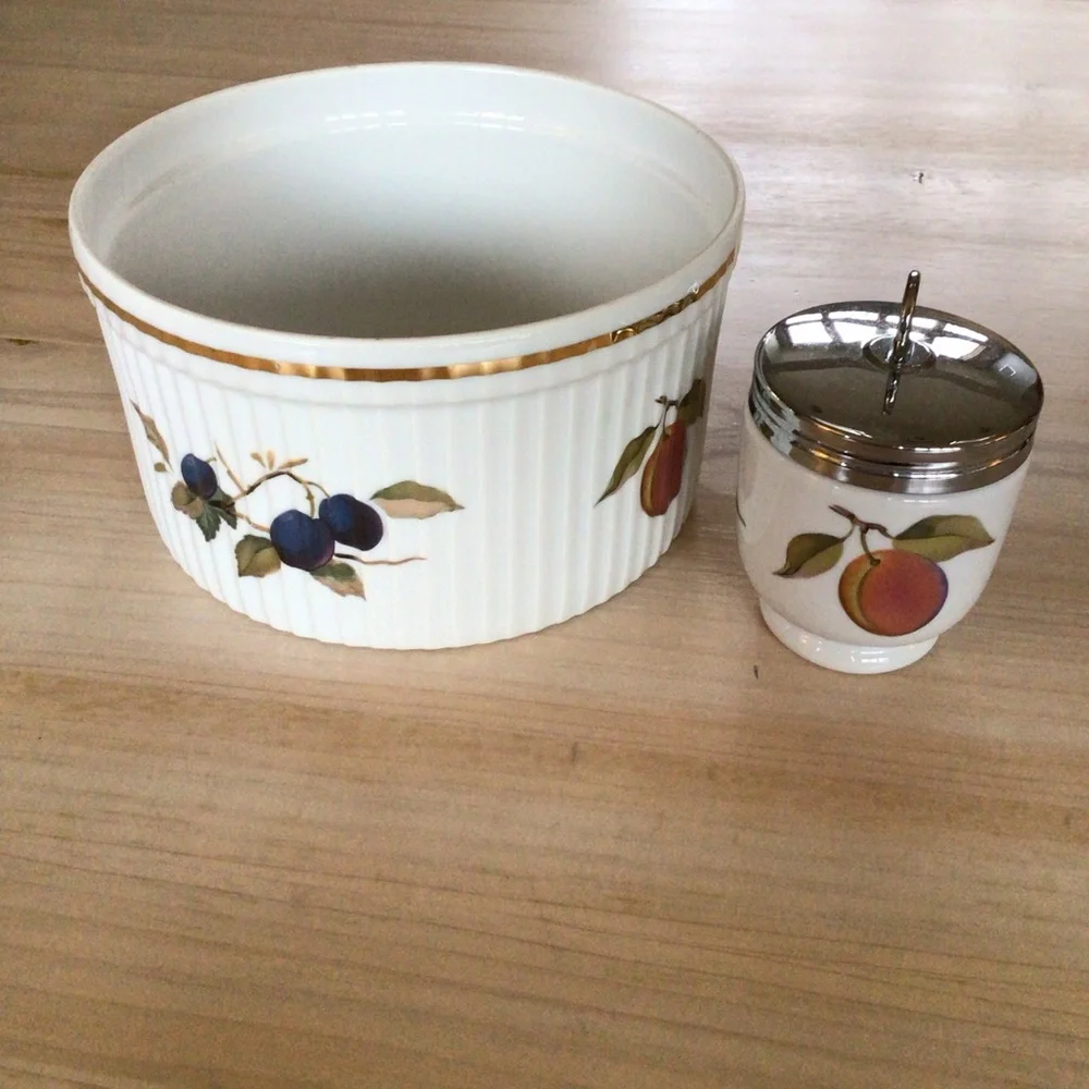 Royal Worcester Evesham Soufflé Dish Egg Coddlers Baking Porcelain Oven …